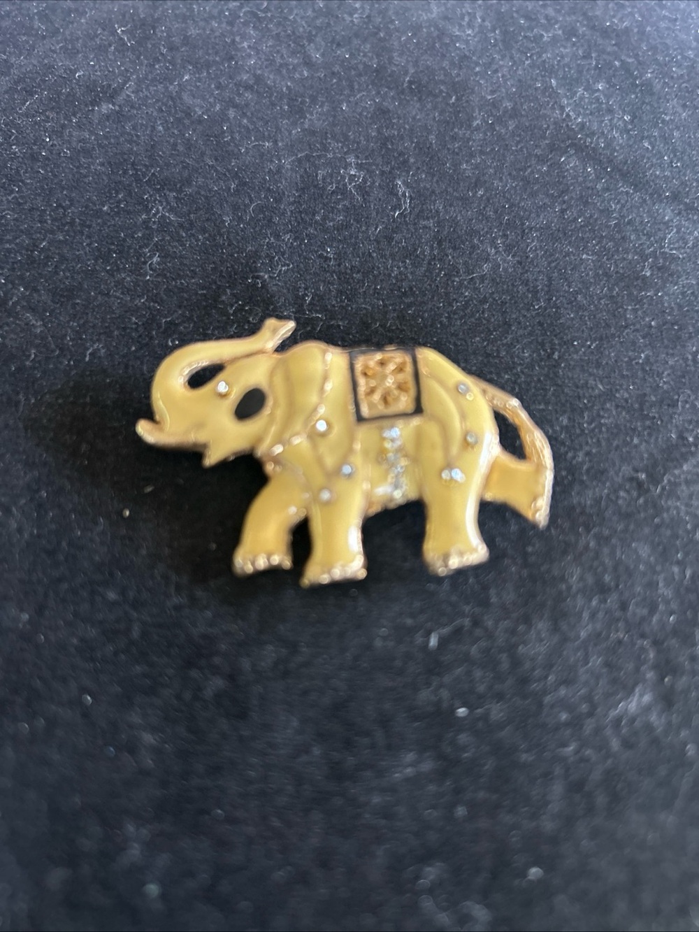 Gold Tone Vintage Elephant yellow Enamel Brooch- Decorative Women's Brooch